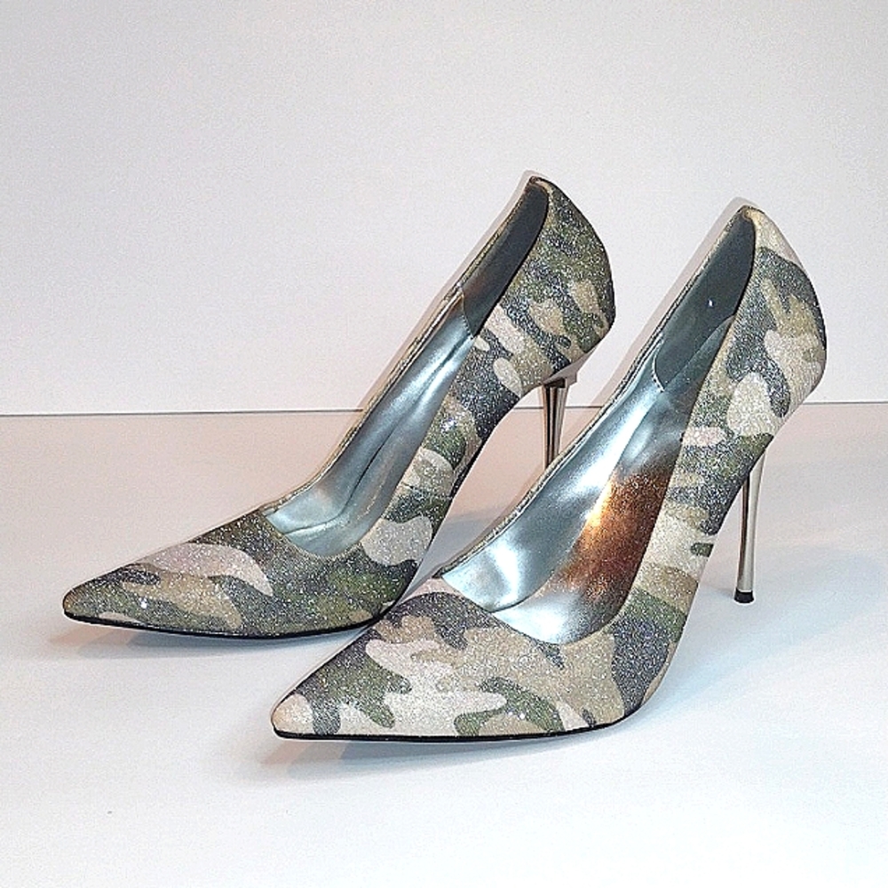 Highest Heel Collection Camo Glitter Super High Heels Size 8